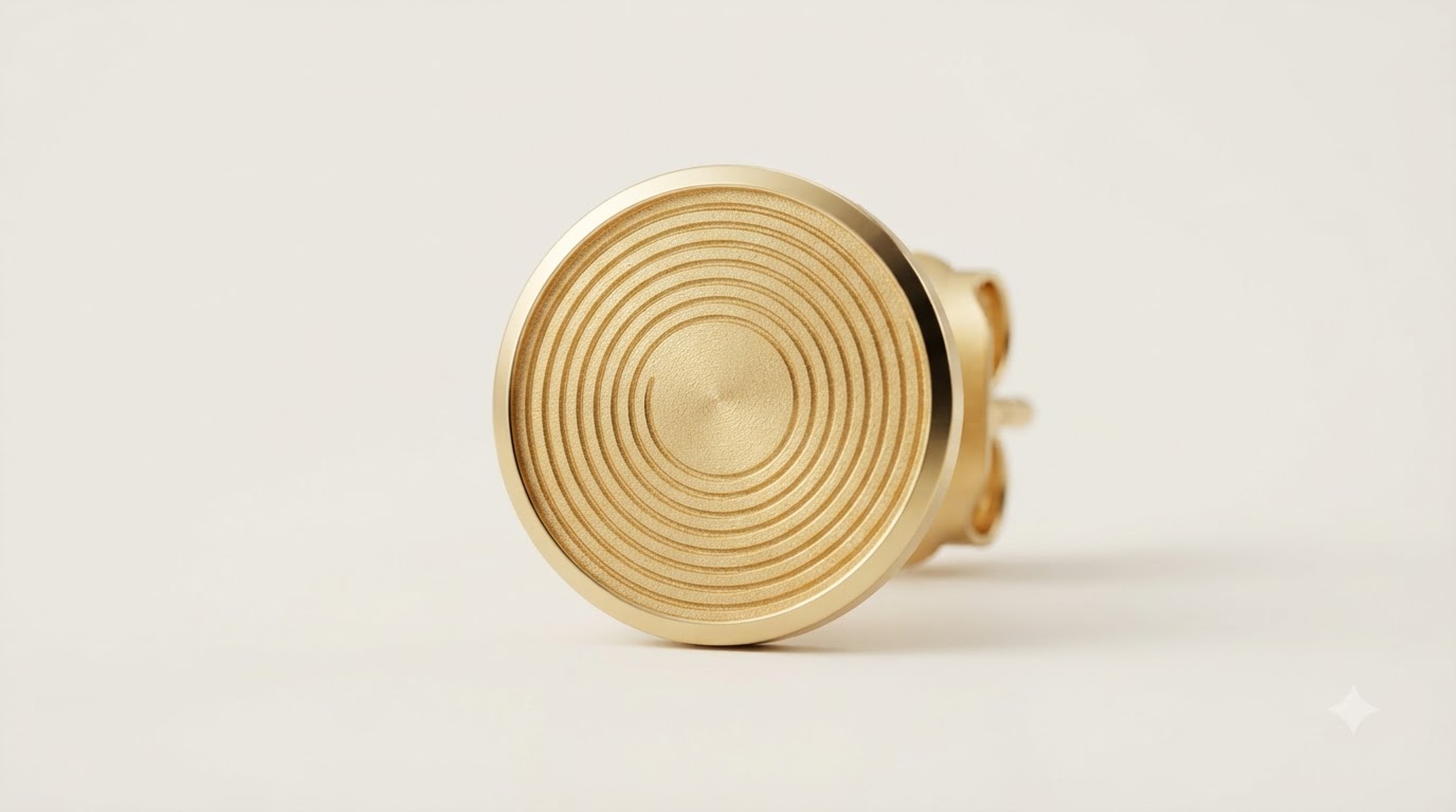 Round gold stud earring